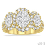 1 1/3 Ctw Diamond Lovebright Ring in 14K Yellow and White Gold