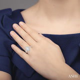 3/4 Ctw Marquise Shape Round Cut Diamond Lovebright Ring in 14K White Gold