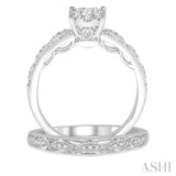 3/8 Ctw Round Cut Diamond Lovebright Bridal Set with 1/3 Ctw Engagement Ring and 1/20 Ctw Wedding Band in 14K White Gold