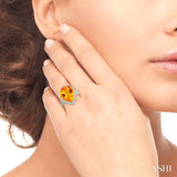 16x13 MM Pear Shape Citrine and 1/3 Ctw Round Cut Diamond Semi-Precious Ring in 14K White Gold