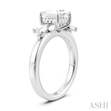 1/2 Ctw Akari Princess Shape Marquise and Round Cut Diamond Semi-Mount Engagement Ring in 14K White Gold