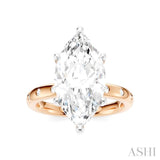 1/5 Ctw Akari Marquise Shape Round Cut Diamond Semi-Mount Engagement Ring in 14K Rose and White Gold