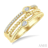 1/5 Ctw Split Three Row Pear and Round Cut Bead Bijoux Diamond Fashion Band in 10K Yellow Gold