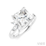 1/2 Ctw Akari Princess Shape Marquise and Round Cut Diamond Semi-Mount Engagement Ring in 14K White Gold