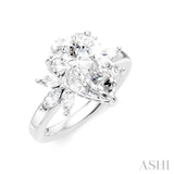 5/8 Ctw Akari Pear Shape Marquise and Round Cut Diamond Semi-Mount Engagement Ring in 14K White Gold