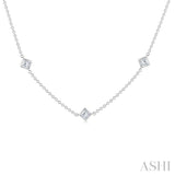 2 Ctw Princess Cut Diamond Station Necklace in 14K White Gold