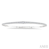 1 Ctw Round Cut Diamond Halfway Graduated Flex Bangle in 14K White Gold