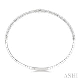 1 Ctw Round Cut Diamond Halfway Graduated Flex Bangle in 14K White Gold