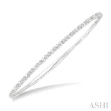 1/4 Ctw Bubble Motif Halfway Round Cut Bezel Diamond Flex Bangle in 14K White Gold