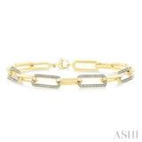 1/10 Ctw Bold Paperclip Round Cut Diamond Fashion Bracelet in Yellow Gold Vermeil