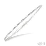 1/4 Ctw Triangle Motif Halfway Round Cut Diamond Flex Bangle in 14K White Gold