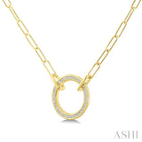 1/10 Ctw Circle Round Cut Diamond Fashion Pendant With Paperclip Chain in Yellow Gold Vermeil