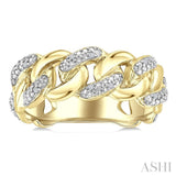 1/20 Ctw Round Cut Diamond Bold Cuban Link Ring in Yellow Gold Vermeil
