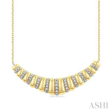 1/10 Ctw Bold Puff Ribbed Curve Round Cut Diamond Fashion Pendant With Chain in Yellow Gold Vermeil