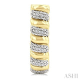 1/10 Ctw Bold Ribbed Swirl Round Cut Diamond Fashion Half Hoop Earring in Yellow Gold Vermeil
