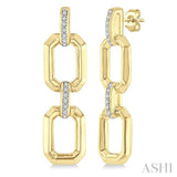 1/10 Ctw Bold Octagonal Link Round Cut Diamond Fashion Earring in Yellow Gold Vermeil