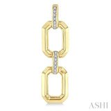 1/10 Ctw Bold Octagonal Link Round Cut Diamond Fashion Earrings in Yellow Gold Vermeil