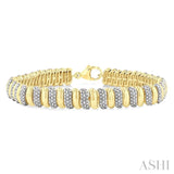 1/6 Ctw Bold Ribbed Swirl Round Cut Diamond Pirouette Fashion Bracelet in Yellow Gold Vermeil
