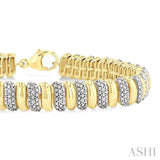 1/6 Ctw Bold Ribbed Swirl Round Cut Diamond Fashion Bracelet in Yellow Gold Vermeil