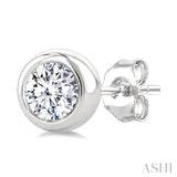 1/2 Ctw Bezel Set Round Cut Diamond Stud Earrings in 14K White Gold