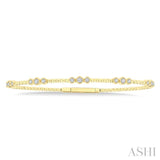 1/2 Ctw Three Stone Bezel Set Round Cut Diamond Flex Bangle in 14K Yellow Gold
