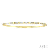 1/2 Ctw Square Motif Halfway Round Cut Diamond Flex Bangle in 14K Yellow Gold