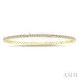 1 Ctw Full-Way Triangle Motif Round Cut Diamond Flex Bangle in 14K Yellow Gold