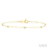 1/10 Ctw Round Cut Diamond Paperclip Station Bracelet in 14K Yellow Gold