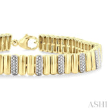 1/6 Ctw Bold Ribbed Round Cut Diamond Fashion Bracelet in Yellow Gold Vermeil