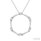 1/10 Ctw Petite Bamboo Shoot Inspired Round Cut Diamond Fashion Pendant With Chain in 10K White Gold