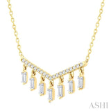 1/2 Ctw Mini Chandelier Baguette and Round Cut Diamond Fashion Necklace in 14K Yellow Gold