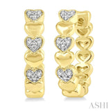 1/20 Ctw Puffed Heart Round Cut Diamond Hoop Earring in Yellow Gold Vermeil