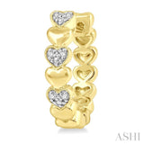 1/20 Ctw Puffed Heart Round Cut Diamond Hoop Earring in Yellow Gold Vermeil