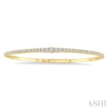 1 Ctw Round Cut Diamond Halfway Graduated Flex Bangle in 14K Yellow Gold
