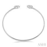 5/8 Ctw Lovebright Open Cuff Round Cut Diamond Stackable Bangle in 14K White Gold