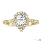 3/8 Ctw Pear Shape Diamond Ladies Engagement Ring with 1/4 Ct Pear Cut Center Stone in 14K Yellow and White Gold