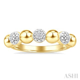 4 MM Bold Bead and 1/20 Ctw Round Cut Bead Bijoux Diamond Fashion Ring in Yellow Gold Vermeil