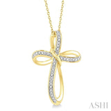 1/50 Ctw Infinity Cross Round Cut Diamond Pendant With Chain in Yellow Gold Vermeil