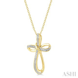 1/50 Ctw Infinity Cross Round Cut Diamond Pendant With Chain in Yellow Gold Vermeil