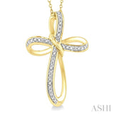 1/50 Ctw Infinity Cross Round Cut Diamond Pendant With Chain in Yellow Gold Vermeil