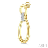 1/10 Ctw Oval Shape Link Round Cut Diamond Fashion Earrings in Yellow Gold Vermeil