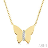 1/20 Ctw Butterfly Round Cut Diamond Fashion Pendant With Chain in Yellow Gold Vermeil