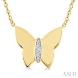 1/20 Ctw Butterfly Round Cut Diamond Fashion Pendant With Chain in Yellow Gold Vermeil