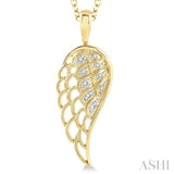 1/20 Ctw Round Cut Diamond Angel Wing Pendant With Chain in Yellow Gold Vermeil