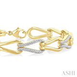 1/6 Ctw Round Cut Diamond Bold Knot Link Fashion Bracelet in Yellow Gold Vermeil