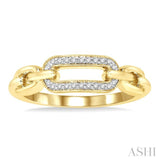 1/10 Ctw Round Cut Diamond Paperclip Ring in Yellow Gold Vermeil
