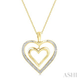 1/50 Ctw Twin Heart Round Cut Diamond Pendant With Chain in Yellow Gold Vermeil