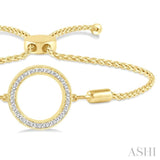 1/10 Ctw Hollow Cut Circle Round Cut Diamond Lariat Bracelet in Yellow Gold Vermeil