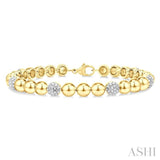6 MM Bold Bead and 1/5 Ctw Round Cut Bead Bijoux Diamond Fashion Bracelet in Yellow Gold Vermeil