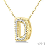 1/20 Ctw Bubble Accent Initial 'D' Round Cut Diamond Fashion Pendant With Chain in Yellow Gold Vermeil